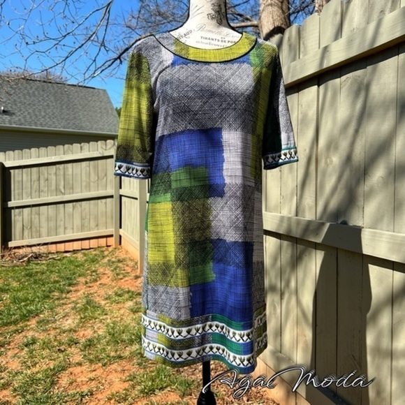 Bcbgmaxazria Abstract Pattern Multicolor Shift Dress - Picture 1 of 13